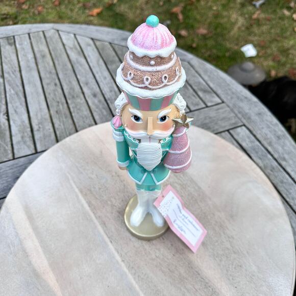 NEW Cupcakes and Cashmere Nutcracker 14” Mint Green Pink Pastel Christmas Decor - Picture 10 of 11